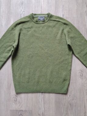 Springfield Men's Original Lambswool Long Sleeve Crew Neck Sweater, Green Size M